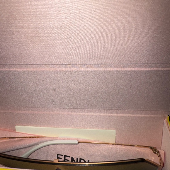 Fendi Shield Sunglasses Rose Gold Mirror Lens Oversided Design